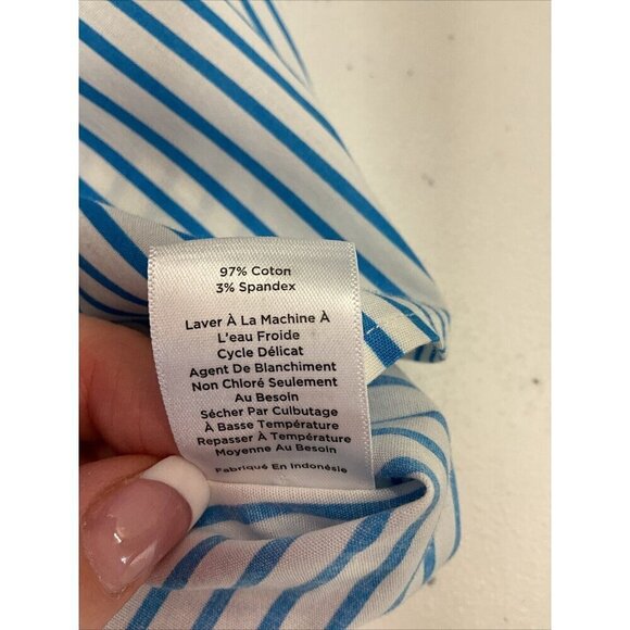 NWOT Talbots Plus 18W Popover Button Long Sleeves Blue/White Striped Tunic top - Picture 8 of 9